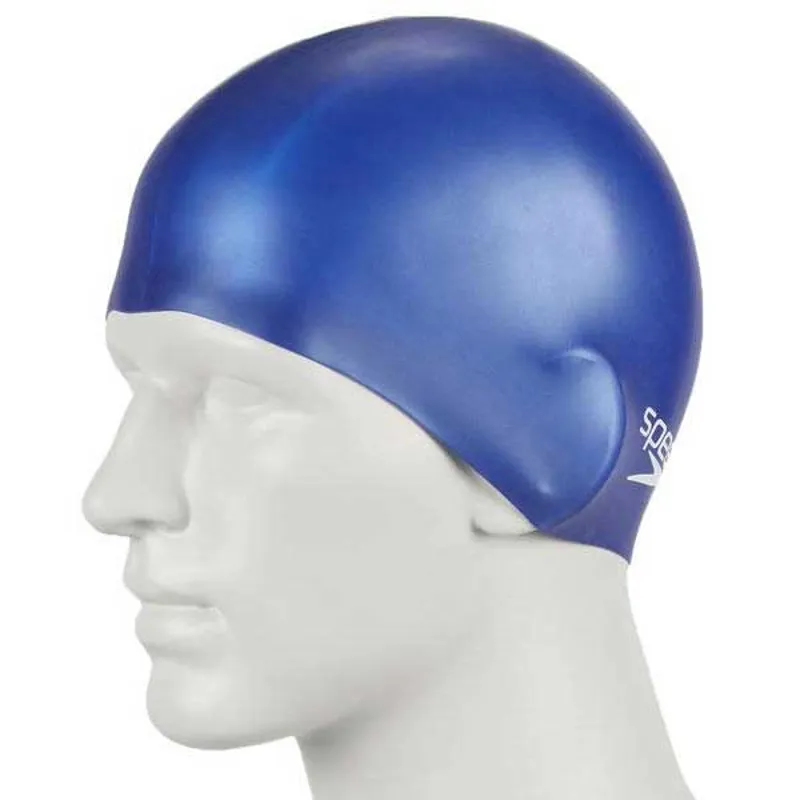 Speedo Plain Moulded Silicone Swimming Cap - Blue-2